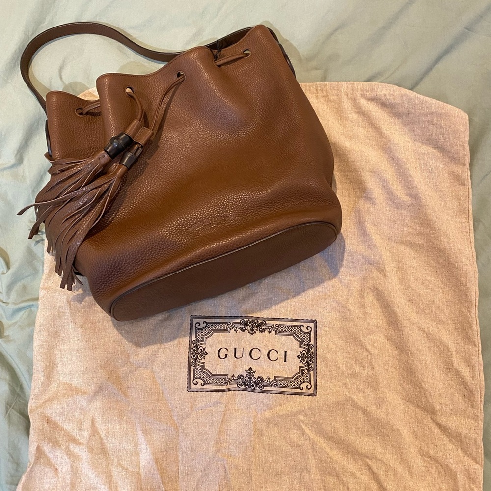 NWT Gucci Brown Leather Lady Bucket / Shoulder Bag - Picture 8 of 10